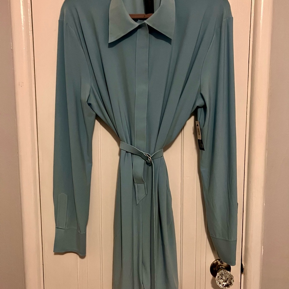 Norma Kamali jumpshort/romper in light blue. NWT size 40/large